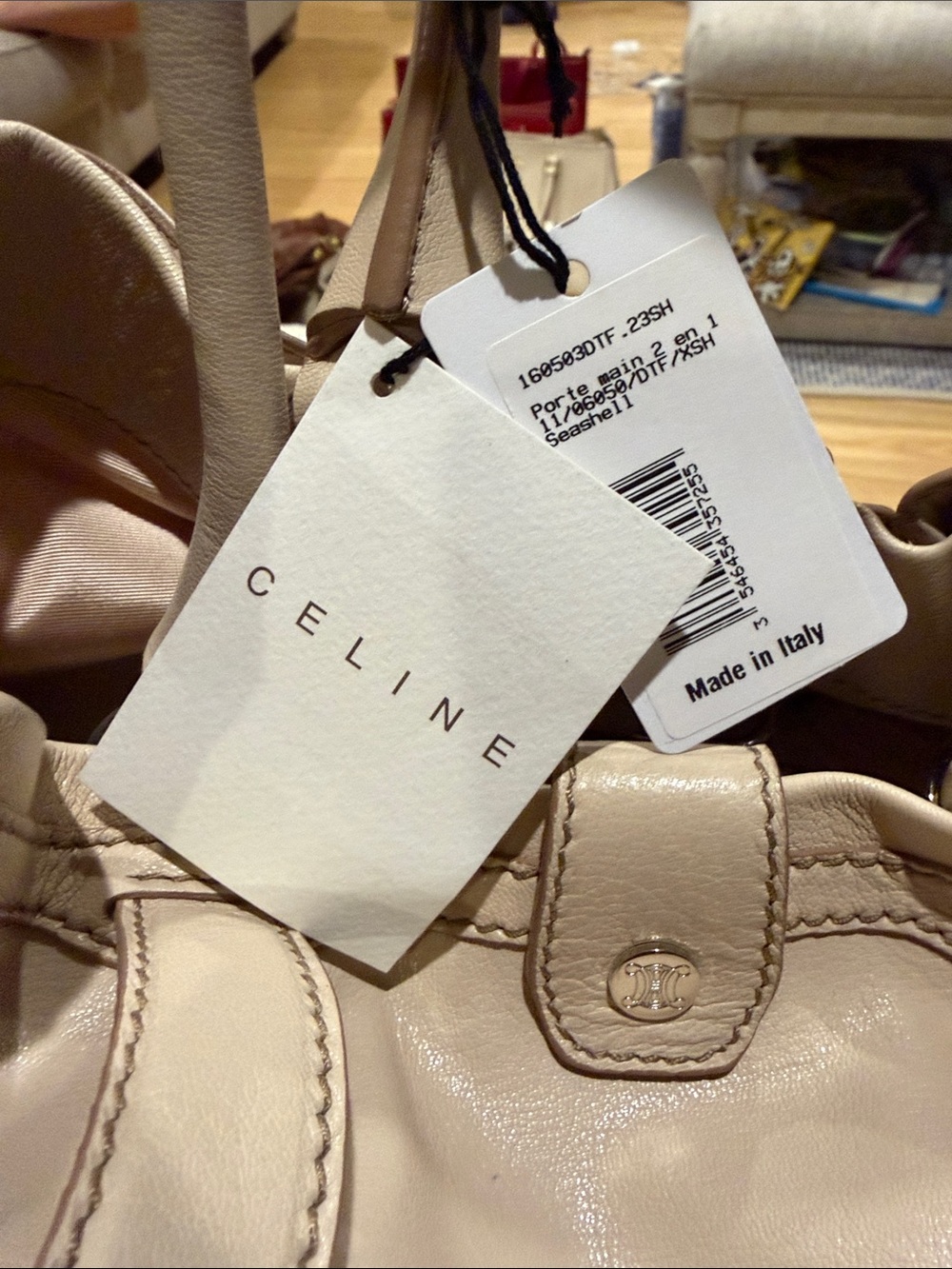 Celine 2014 2 in 1 Seashell Leather Shoulder Bag - Cream